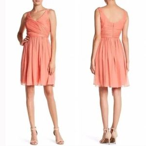 J. Crew Heidi Silk Chiffon Dress Coral Sz 0